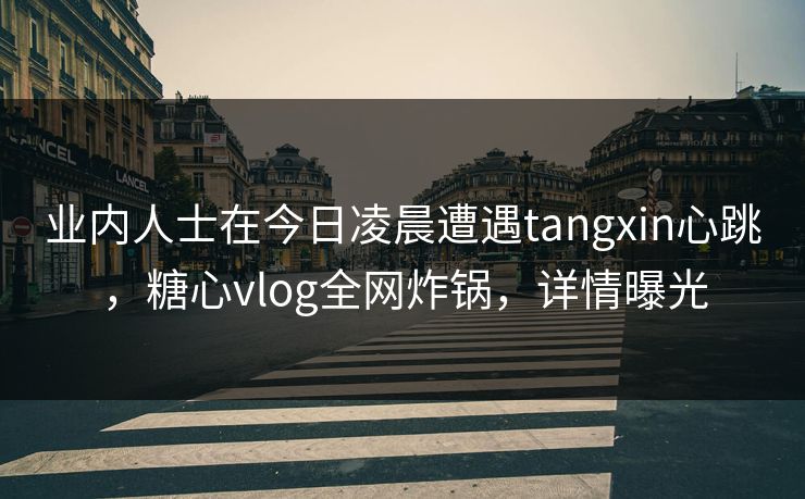 业内人士在今日凌晨遭遇tangxin心跳，糖心vlog全网炸锅，详情曝光
