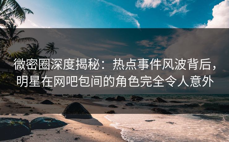 微密圈深度揭秘：热点事件风波背后，明星在网吧包间的角色完全令人意外
