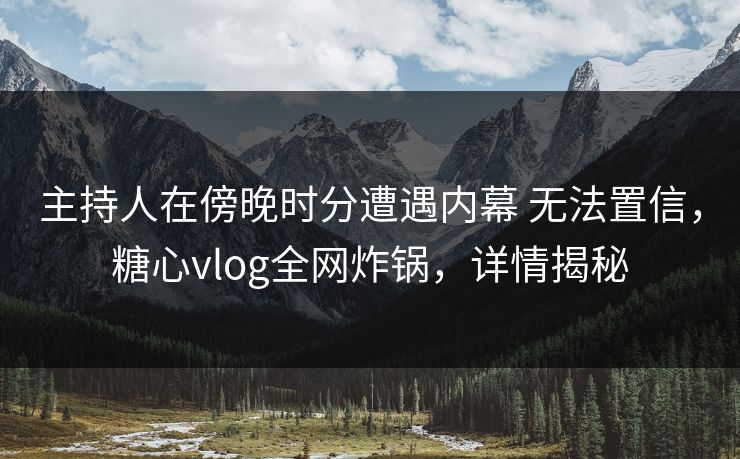 主持人在傍晚时分遭遇内幕 无法置信，糖心vlog全网炸锅，详情揭秘