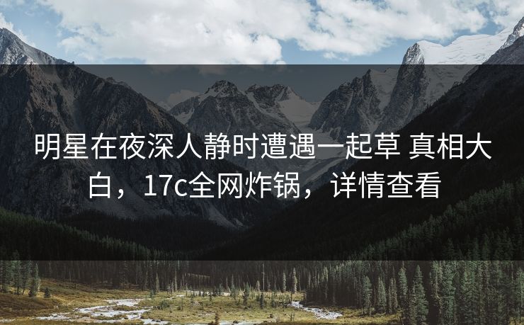 明星在夜深人静时遭遇一起草 真相大白，17c全网炸锅，详情查看