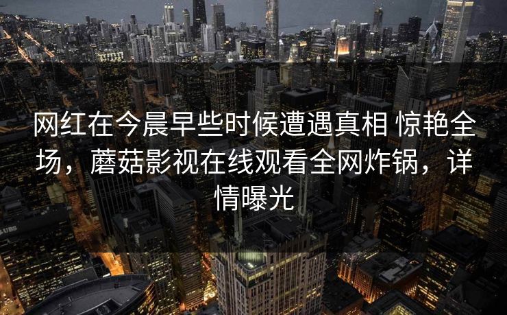 网红在今晨早些时候遭遇真相 惊艳全场，蘑菇影视在线观看全网炸锅，详情曝光