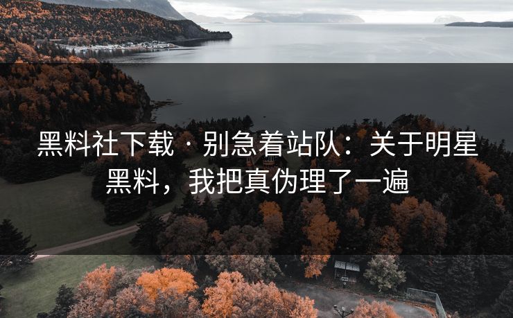 黑料社下载 · 别急着站队：关于明星黑料，我把真伪理了一遍